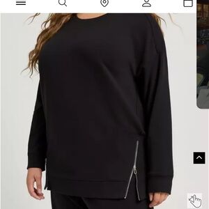 torrid Black Crewneck Sweater with Side Zippers